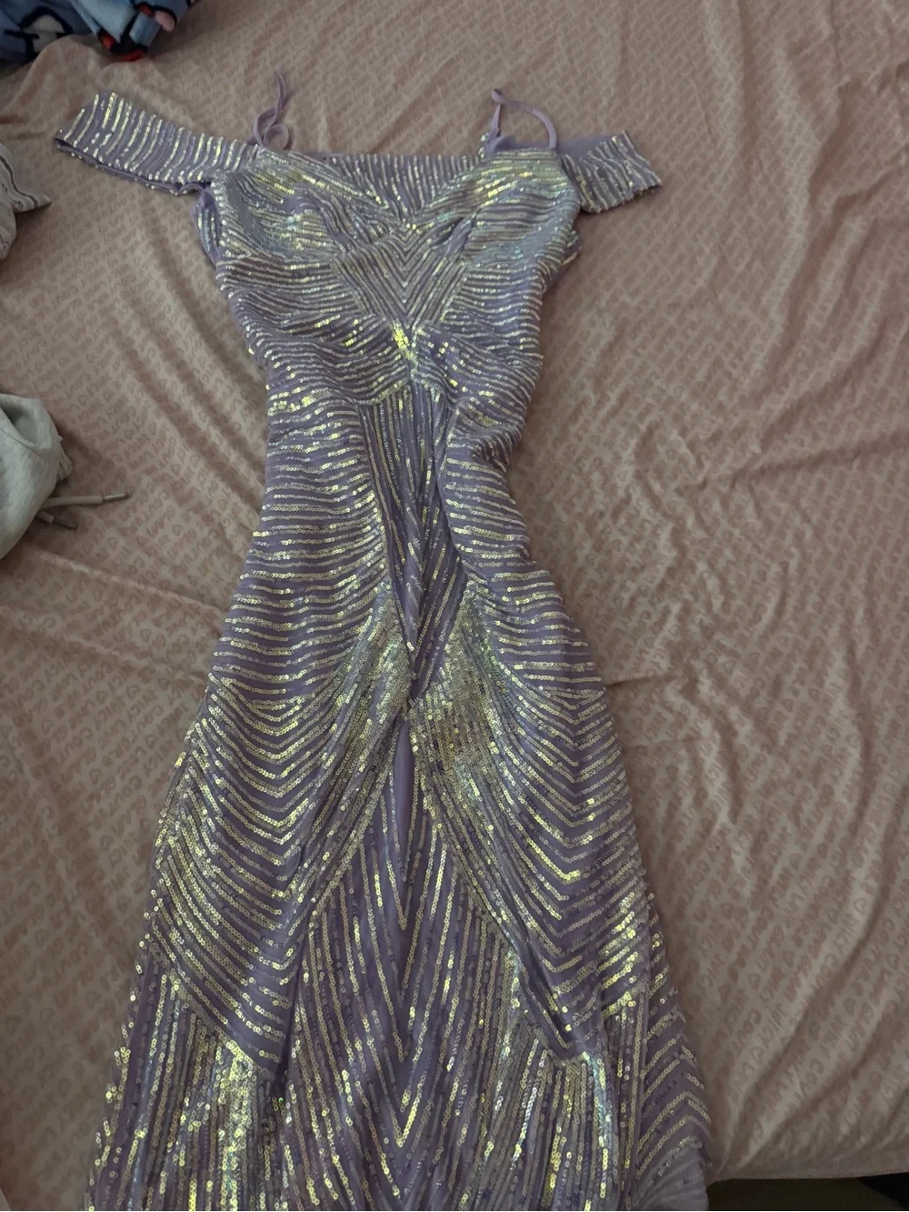 silver prom dress macys Macy's | Dresses | Macys Iridescent Lavender Sequin Offshoulder Prom Dress